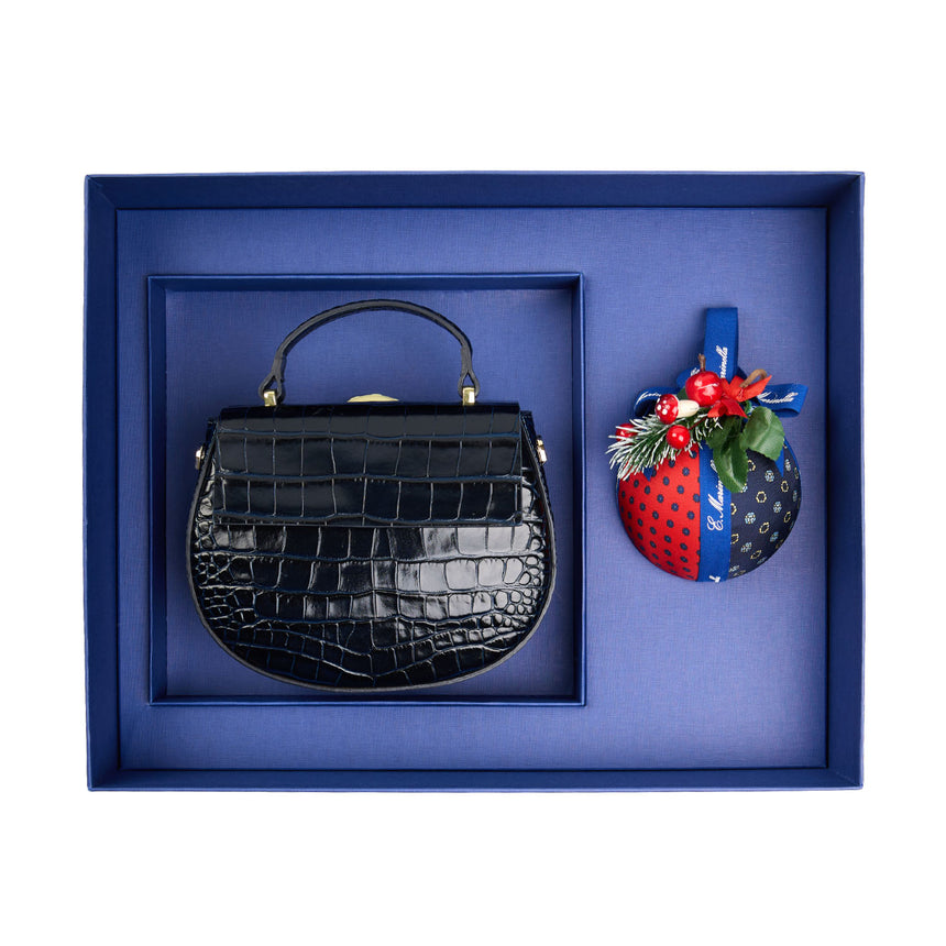 CHRISTMAS BOX WITH BLUE MINI CLEO BAG
