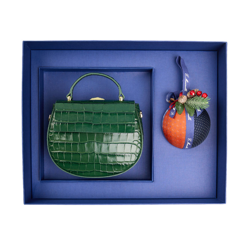 CHRISTMAS BOX WITH GREEN MINI CLEO BAG