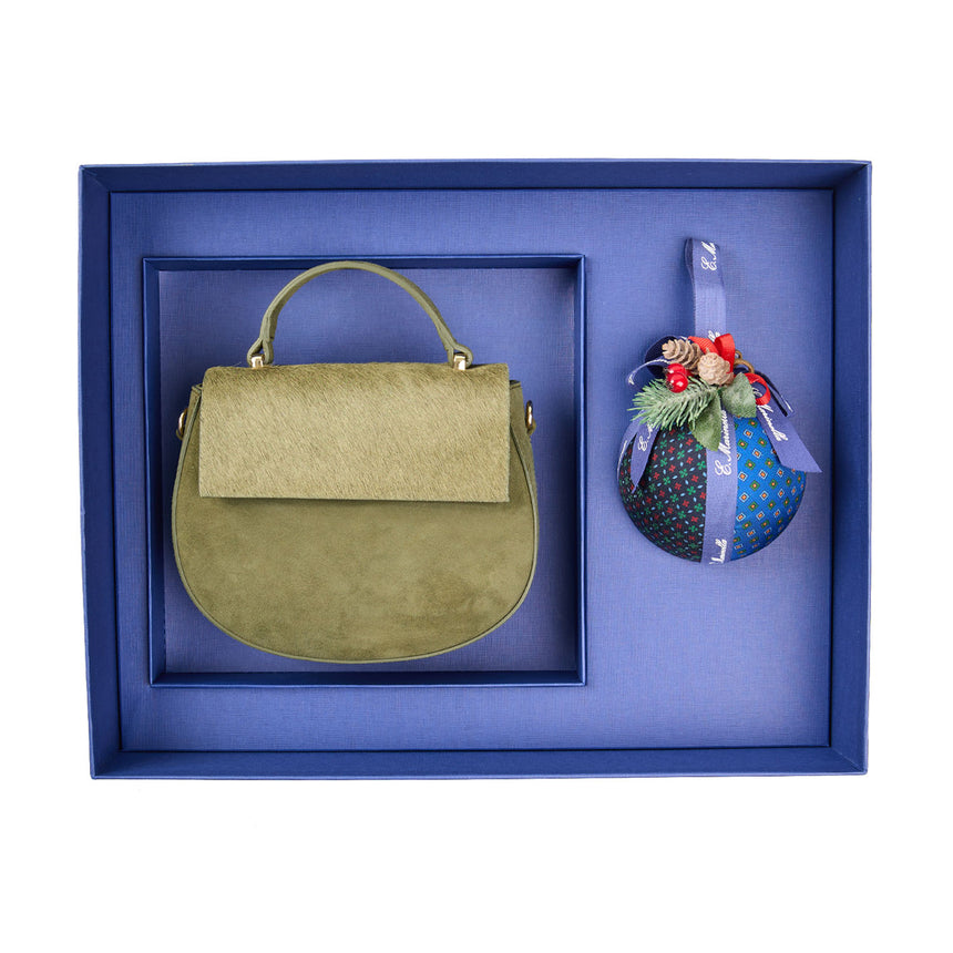 CHRISTMAS BOX WITH OLIVE GREEN MINI CLEO BAG