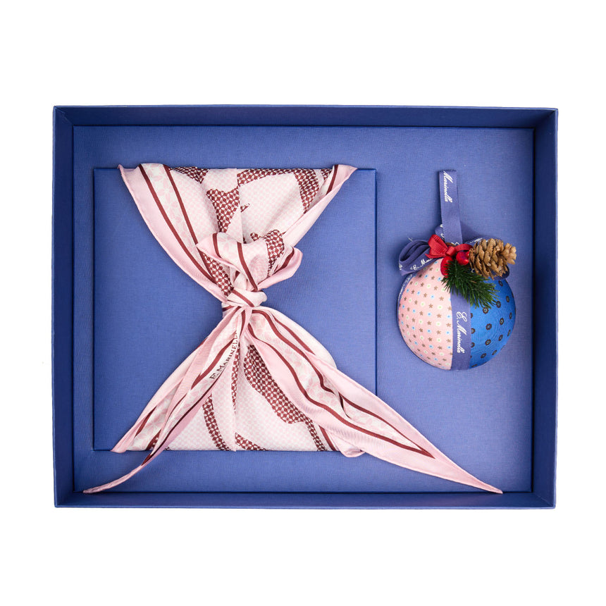 CHRISTMAS BOX WITH PINK SILK DIAMOND SCARF