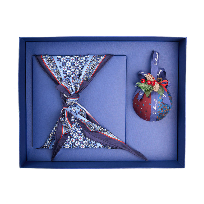 BOX DI NATALE CON FOULARD ROMBO IN SETA BIANCO