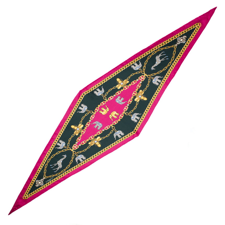 CHRISTMAS BOX WITH FUCHSIA SILK DIAMOND SCARF