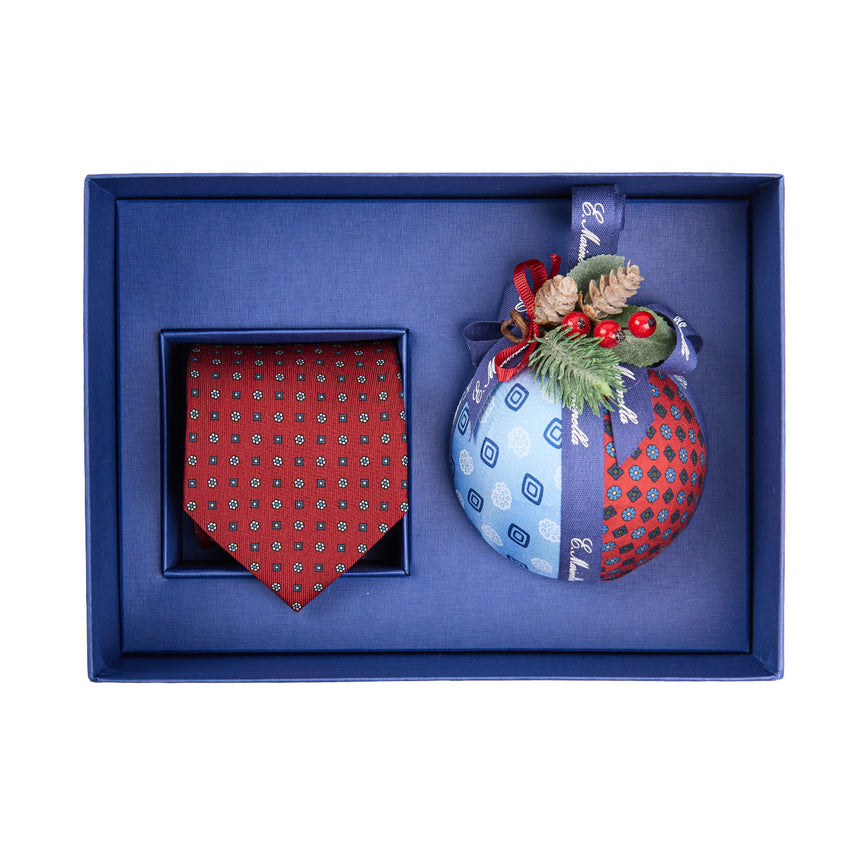 BOX DI NATALE CON CRAVATTA CLASSICA BORDEAUX