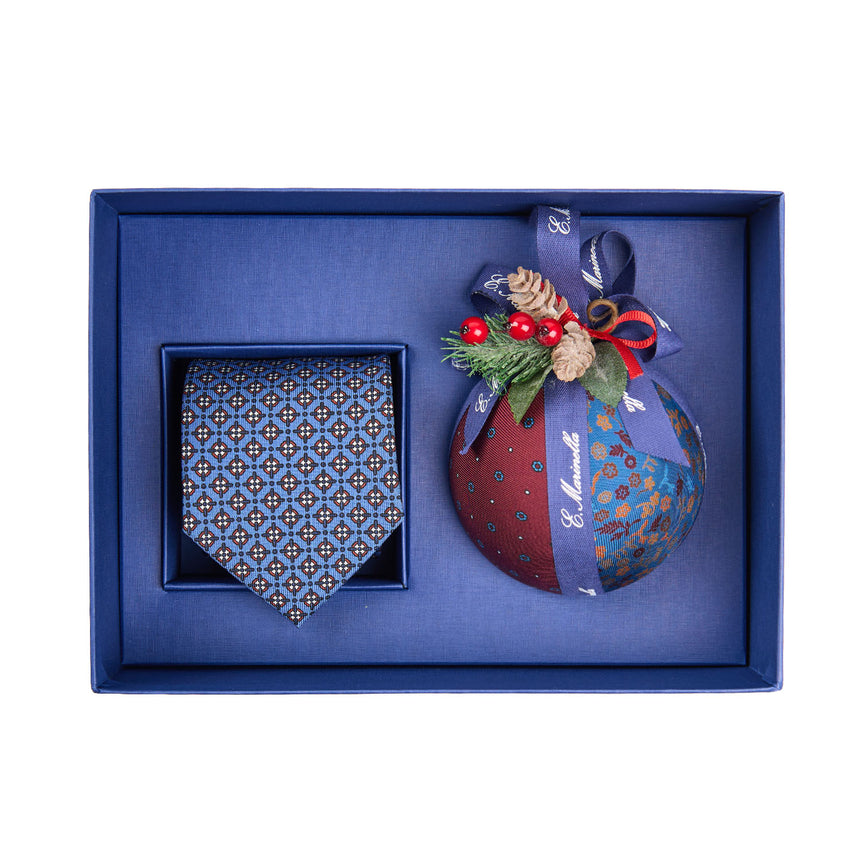BOX DI NATALE CON CRAVATTA CLASSICA AZZURRO POLVERE