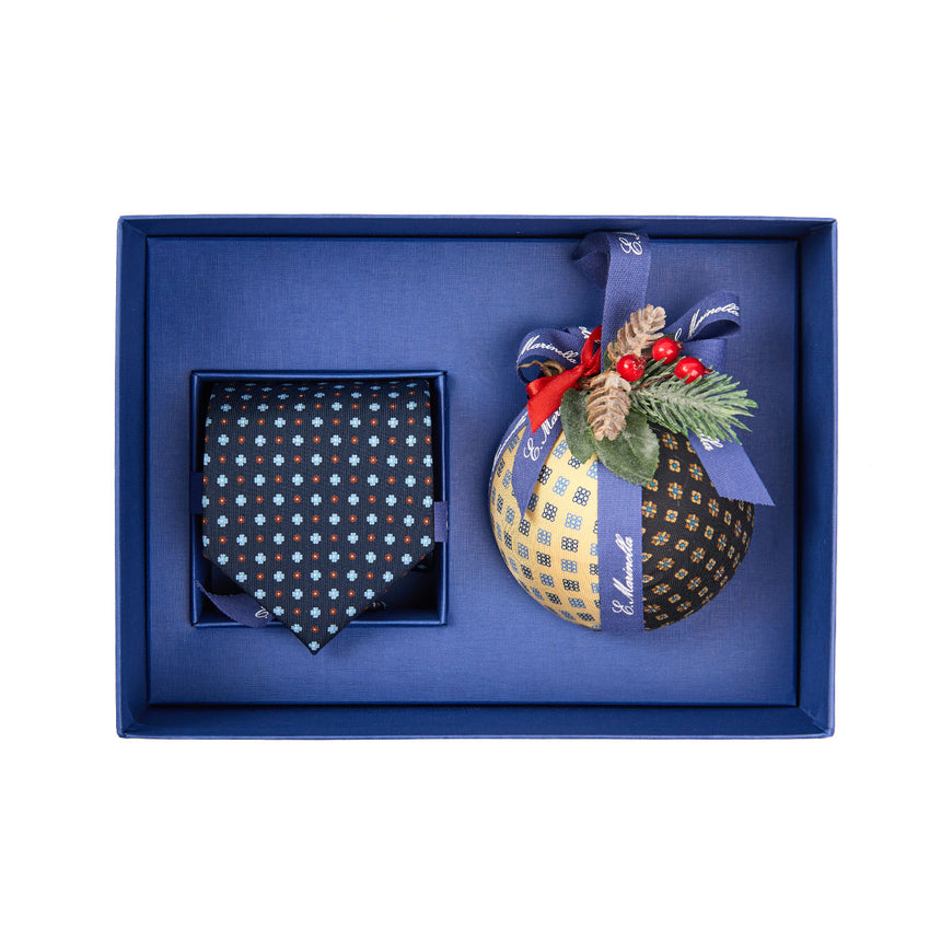 BOX DI NATALE CON CRAVATTA SARTORIALE BLU SCURO