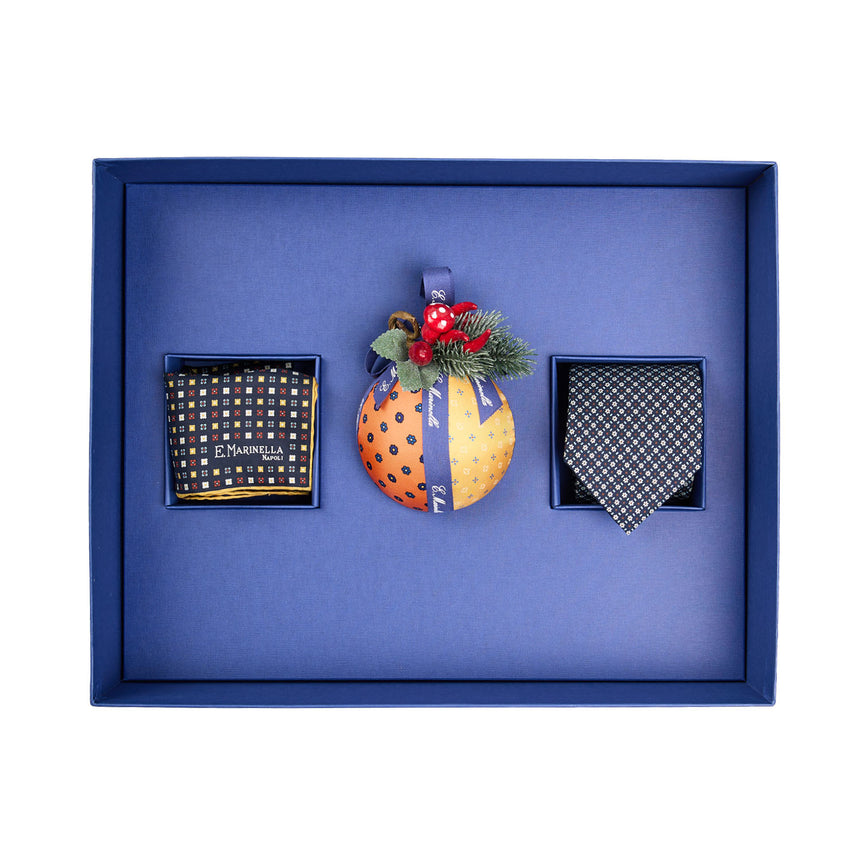 BOX DI NATALE CON CRAVATTA E POCHETTE BLU SCURO