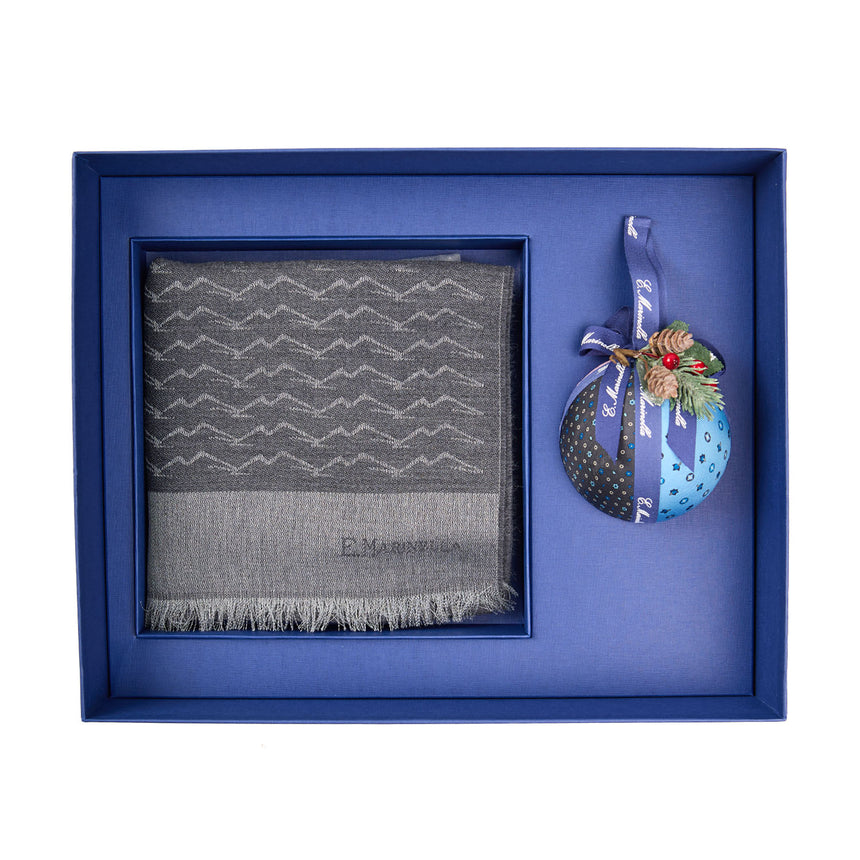 CHRISTMAS BOX WITH GREY VESUVIO SCARF