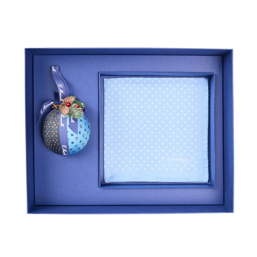 CHRISTMAS BOX WITH LIGHT BLUE POCKET SQUARE