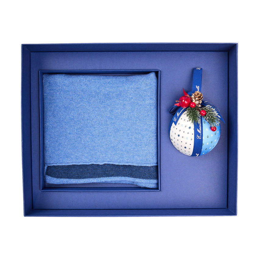 CHRISTMAS BOX WITH BLUE CASHMERE NECK WARMER