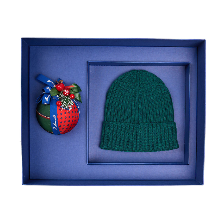 BOX DI NATALE CON BERRETTO COSTA VERDE SCURO IN CASHMERE