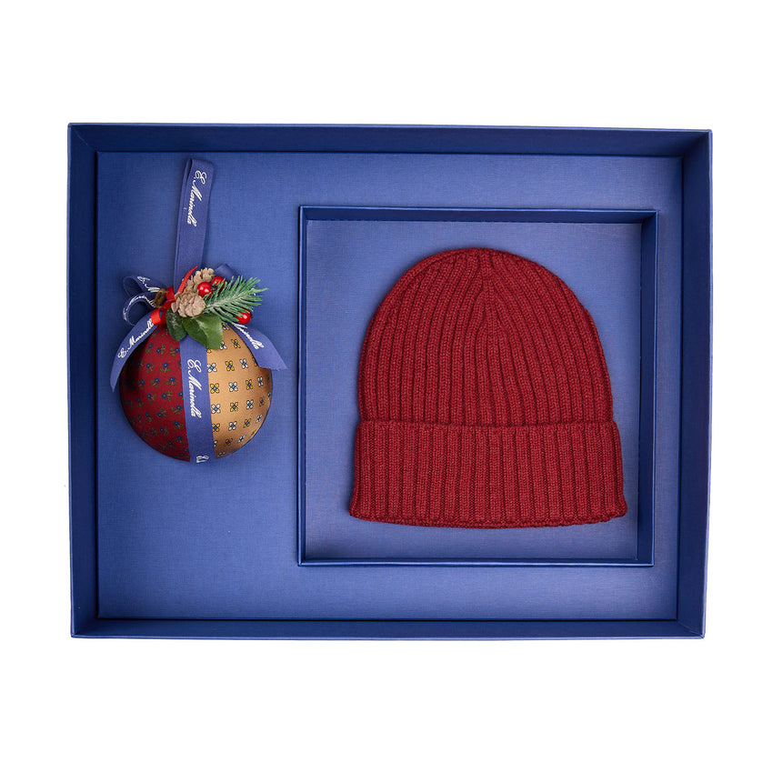 BOX DI NATALE CON BERRETTO COSTA BORDEAUX IN CASHMERE