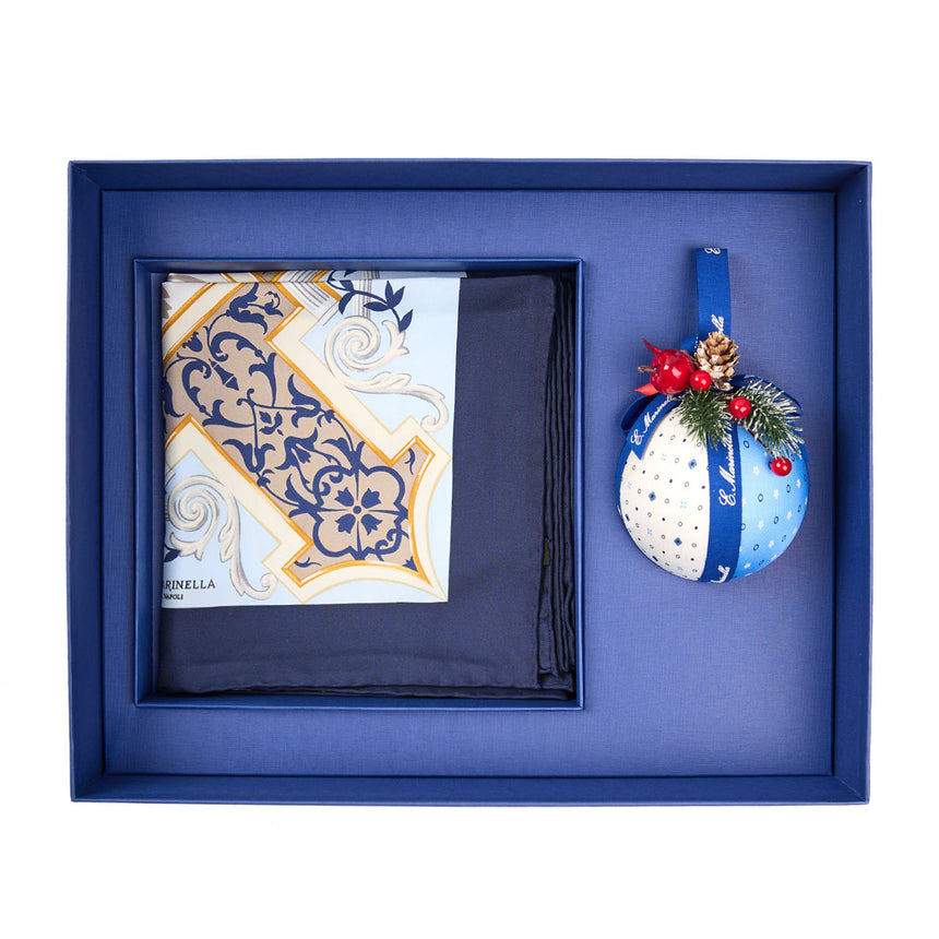 CHRISTMAS BOX WITH BLUE SCARF 90