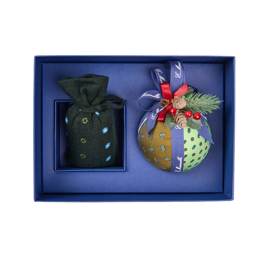 BOX DI NATALE CON CALZINO VERDE SCURO