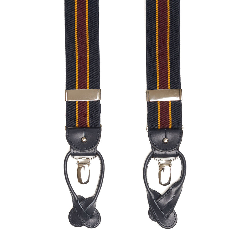 BLUE, YELLOW AND BURGUNDY BRACES