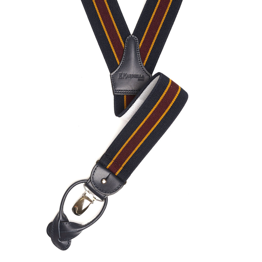 BLUE, YELLOW AND BURGUNDY BRACES