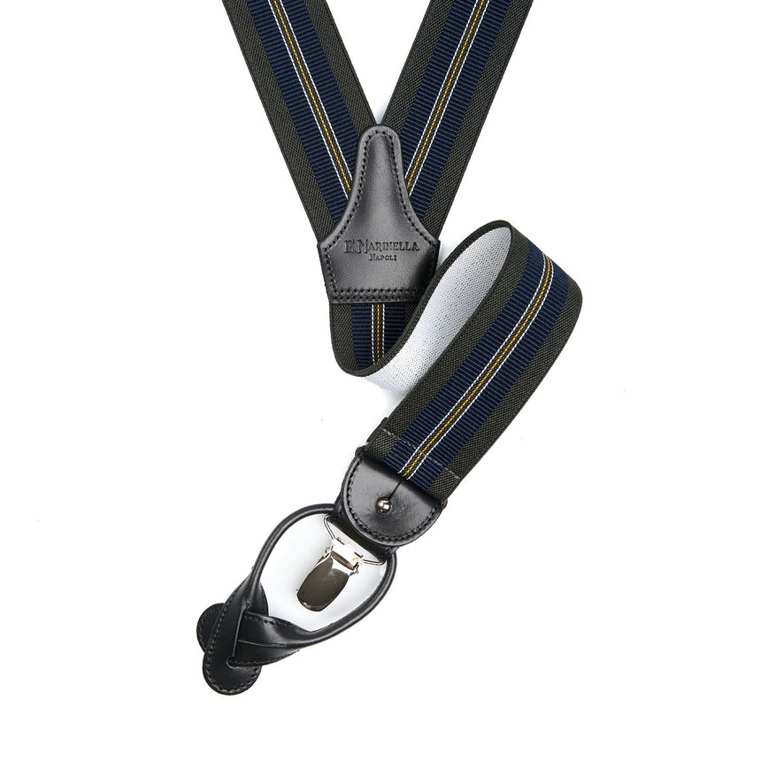 BRETELLE EM VERDE OLIVA E BLU SCURO