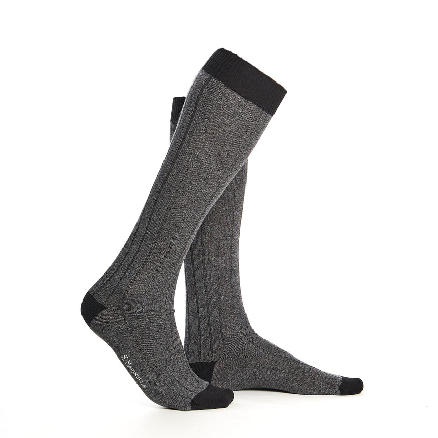 LONG GREY AND BLACK BICOLOR COTTON SOCKS