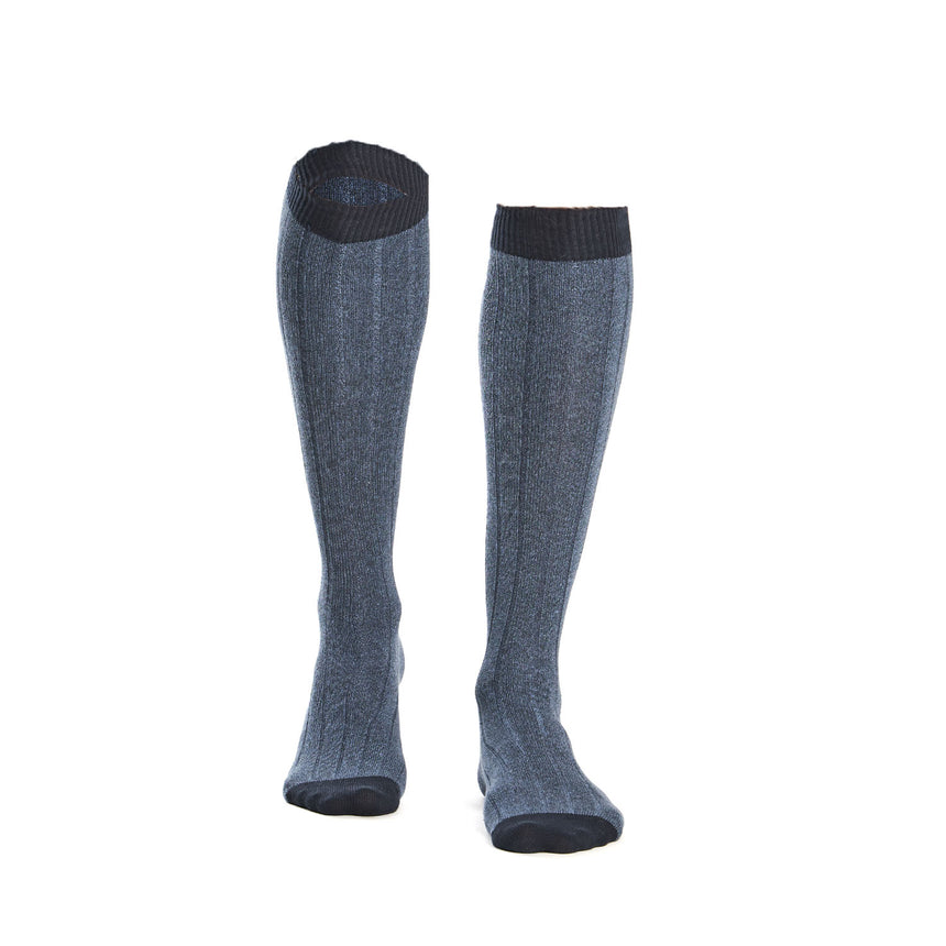 LONG BICOLOR POWDER BLUE COTTON SOCKS