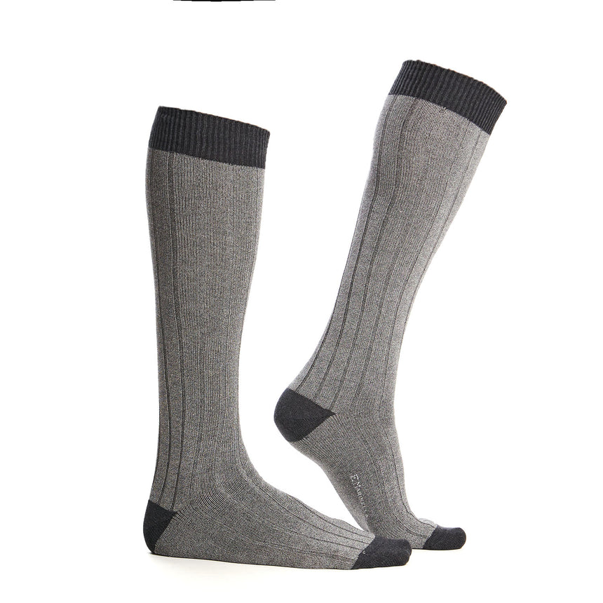LONG LIGHT AND DARK GREY BICOLOR COTTON SOCKS