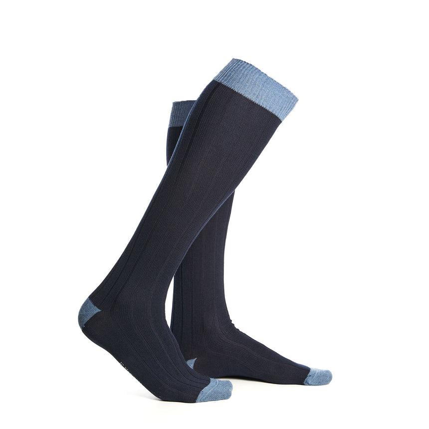LONG LIGHT AND DARK BLUE BICOLOR COTTON SOCKS