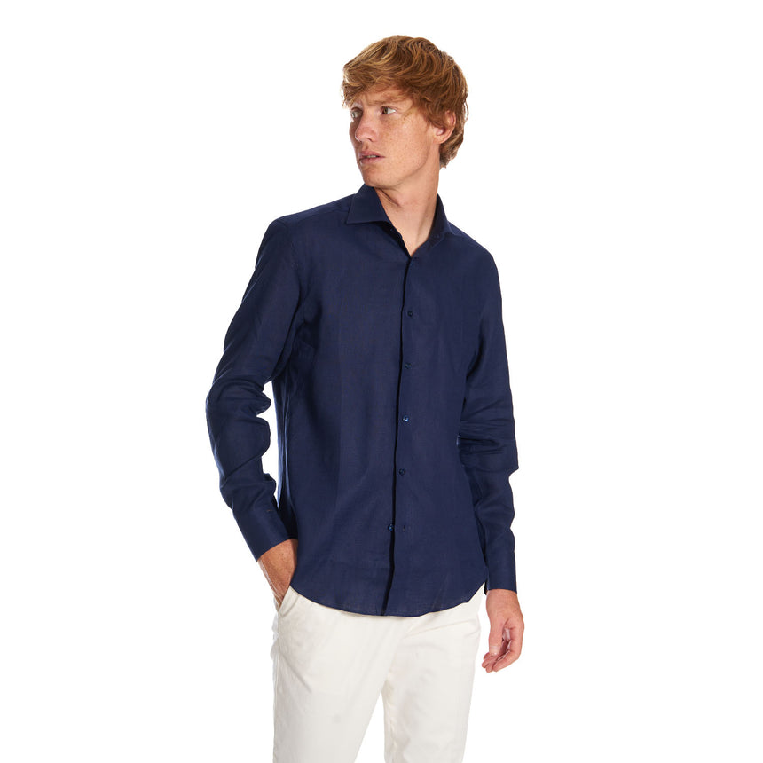 CAMICIA IN LINO BLU NOTTE