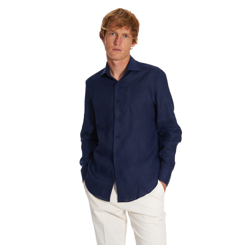 CAMICIA IN LINO BLU NOTTE