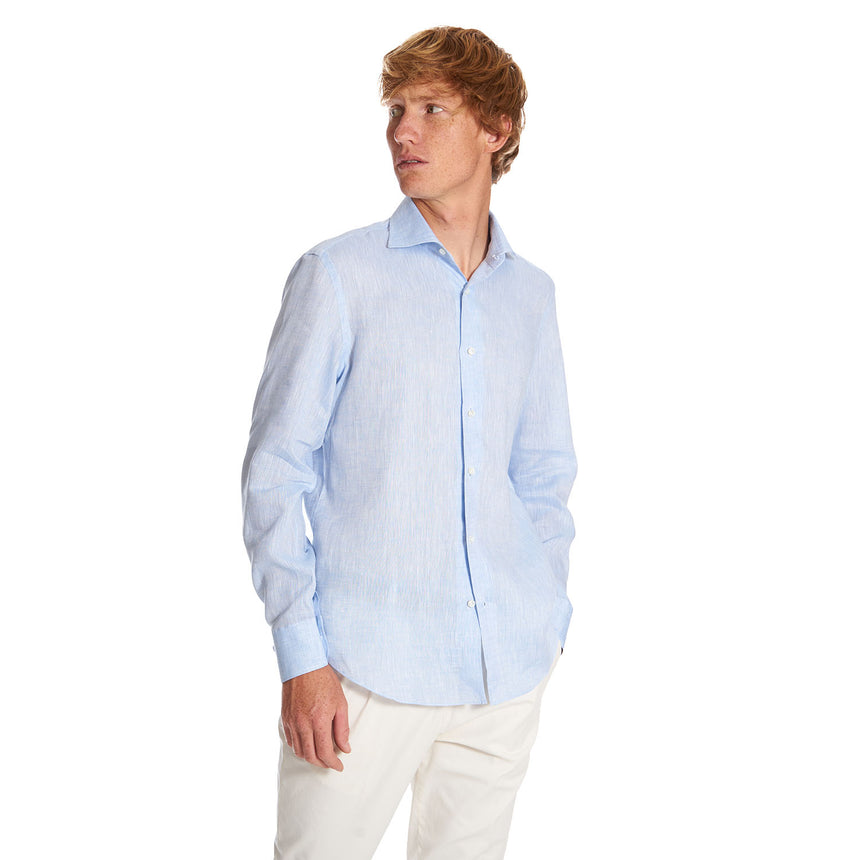 CAMICIA IN LINO AZZURRA