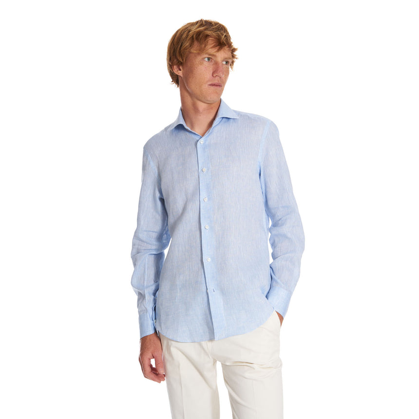 CAMICIA IN LINO AZZURRA