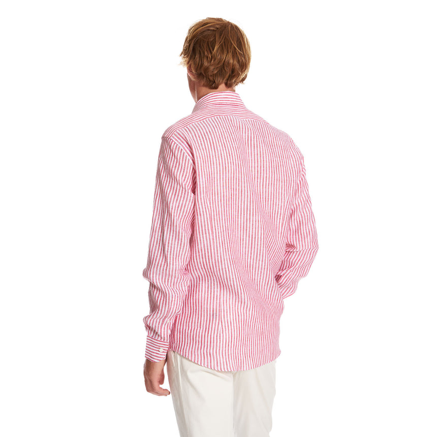 CAMICIA IN LINO BIANCA E BORDEAUX