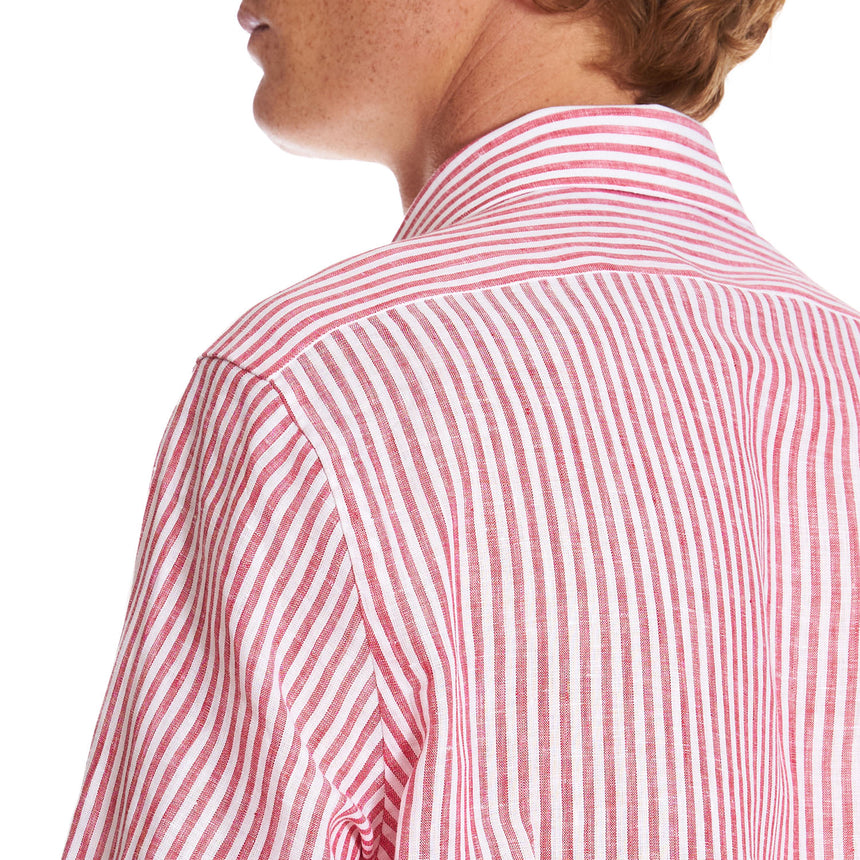 CAMICIA IN LINO BIANCA E BORDEAUX