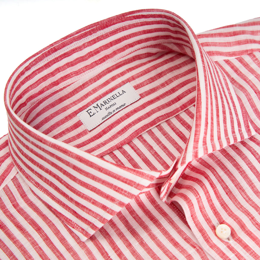 CAMICIA IN LINO BIANCA E BORDEAUX