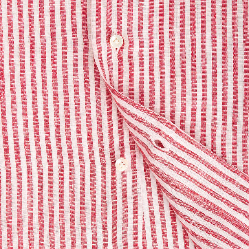 CAMICIA IN LINO BIANCA E BORDEAUX