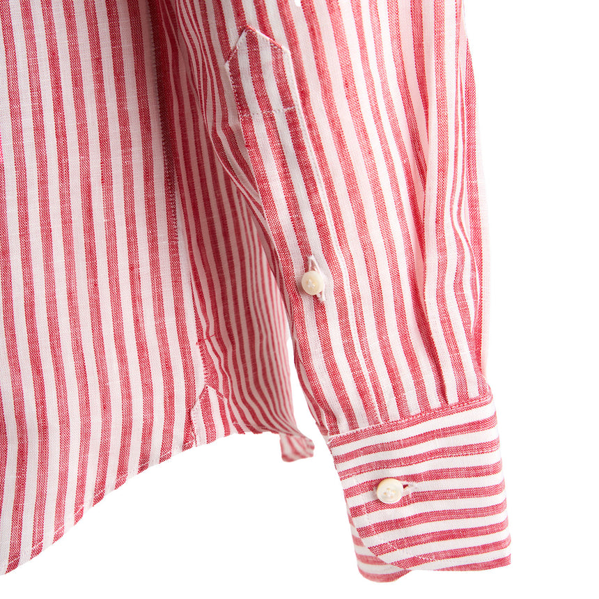 CAMICIA IN LINO BIANCA E BORDEAUX