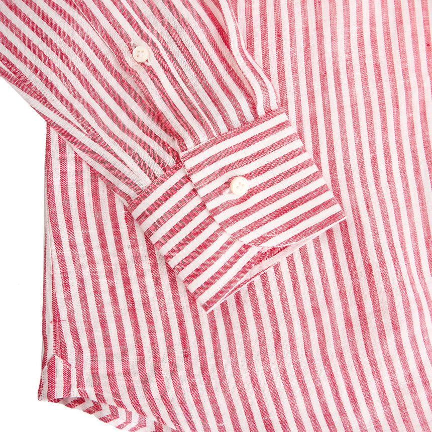 CAMICIA IN LINO BIANCA E BORDEAUX