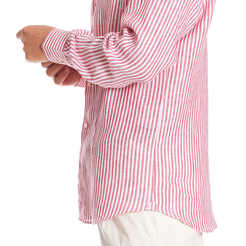 CAMICIA IN LINO BIANCA E BORDEAUX