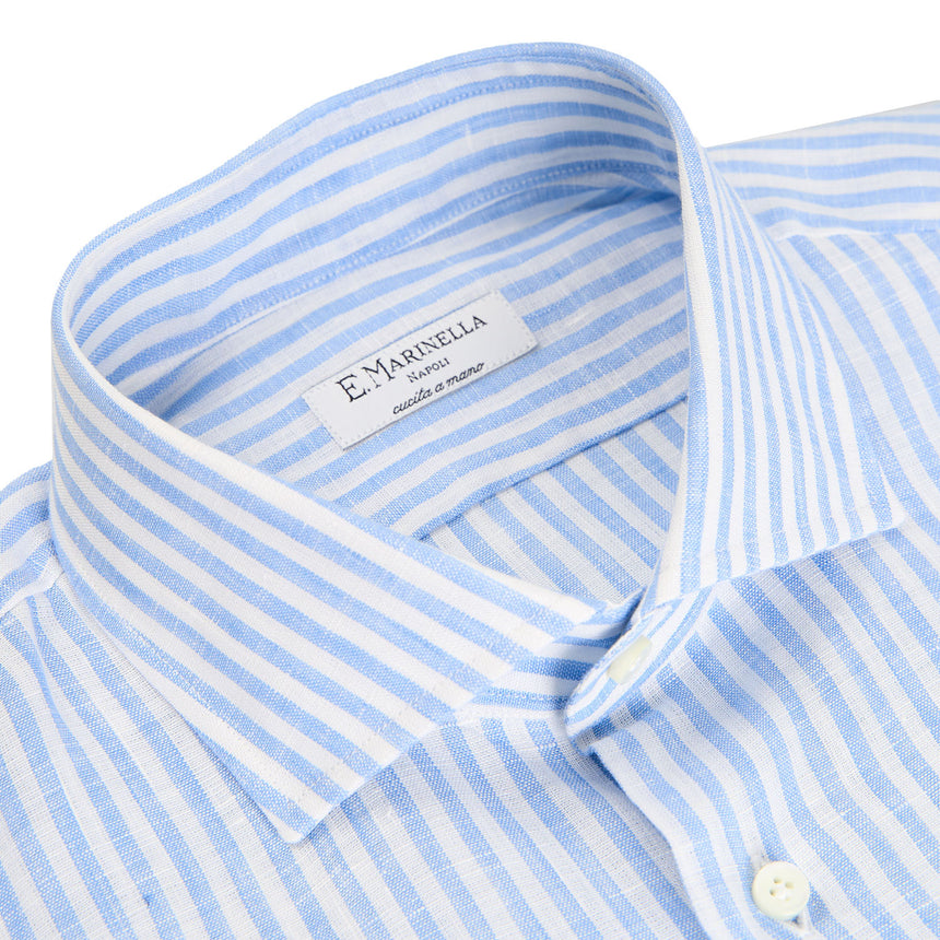 CAMICIA IN LINO BIANCA E AZZURRA