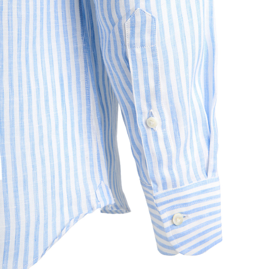 CAMICIA IN LINO BIANCA E AZZURRA