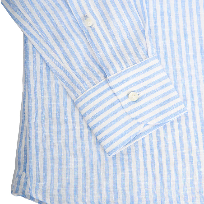 CAMICIA IN LINO BIANCA E AZZURRA