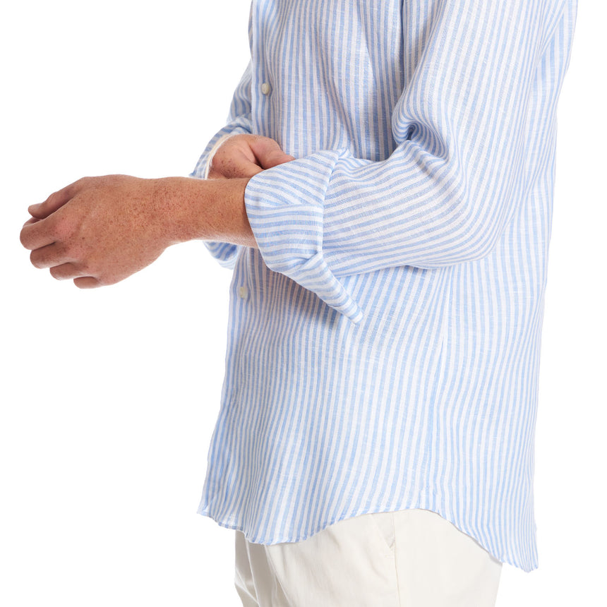 CAMICIA IN LINO BIANCA E AZZURRA