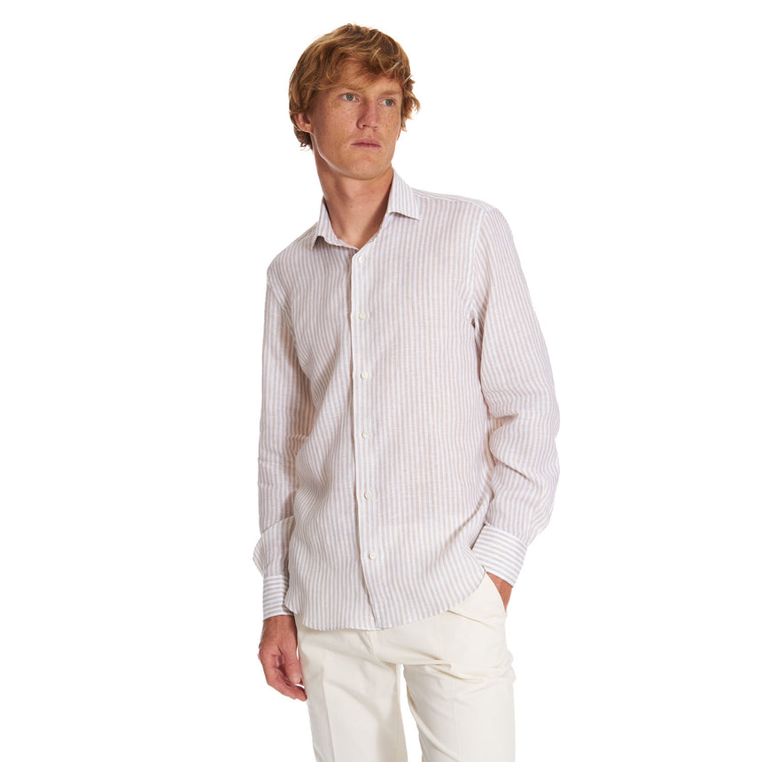 CAMICIA IN LINO BIANCA E BEIGE