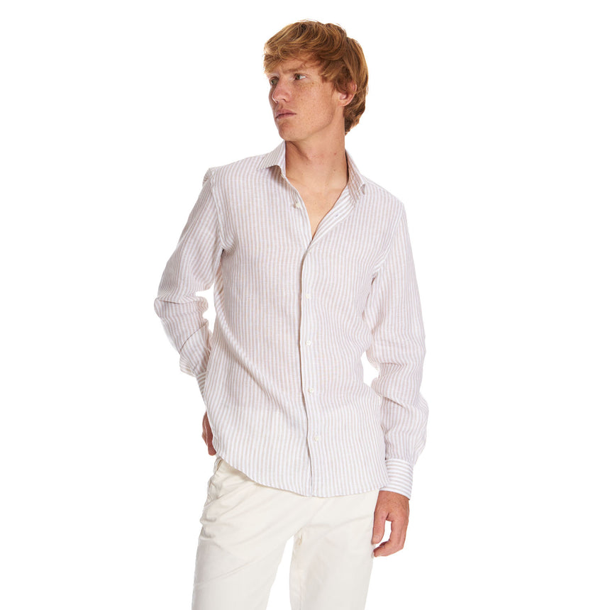 CAMICIA IN LINO BIANCA E BEIGE