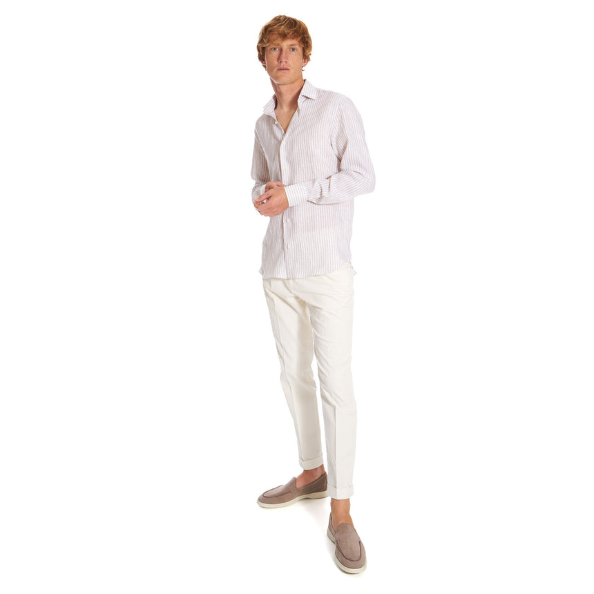 CAMICIA IN LINO BIANCA E BEIGE