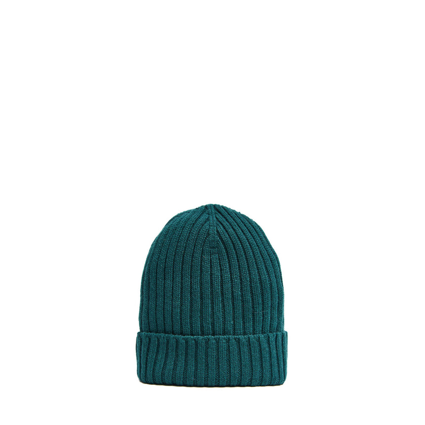 DARK GREEN RIBBED BEANIE