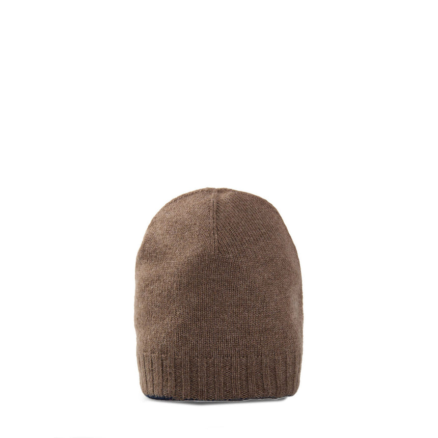 BROWN AND DARK BLUE BICOLOR BEANIE