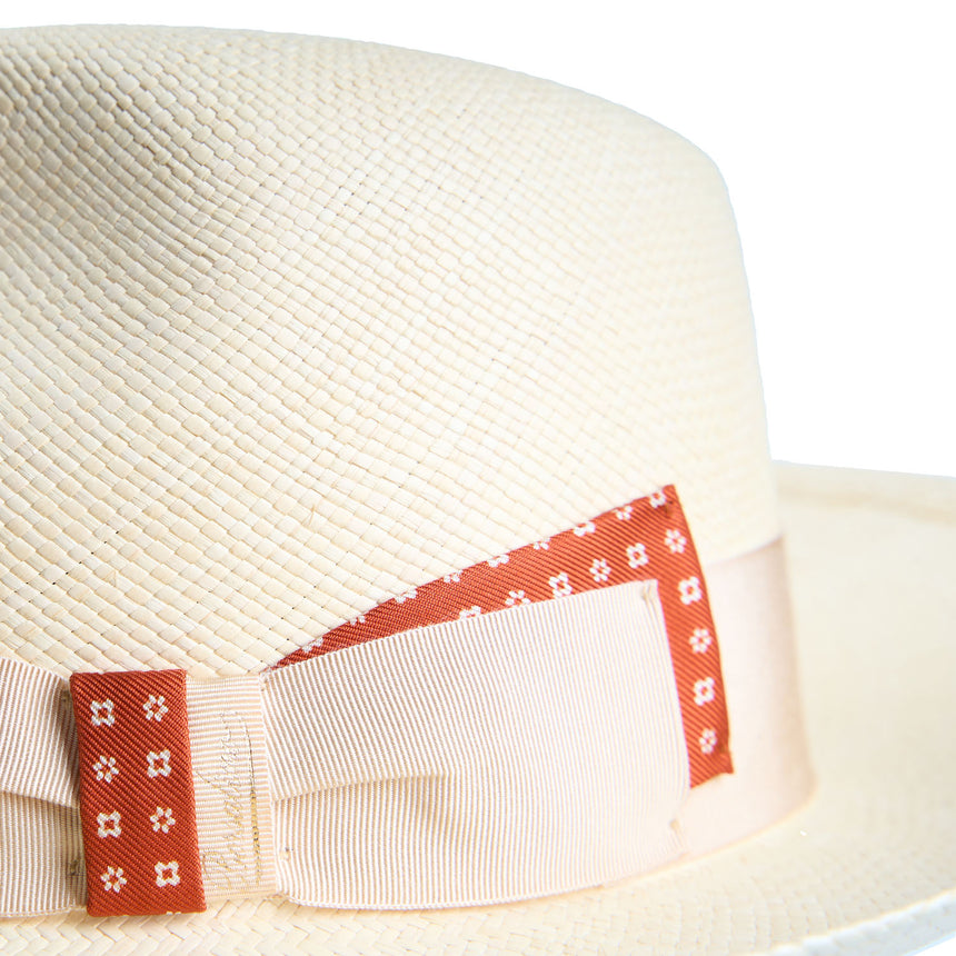 PANAMA AMEDEO MODEL WITH ORANGE SILK DETAILS - 55 cm