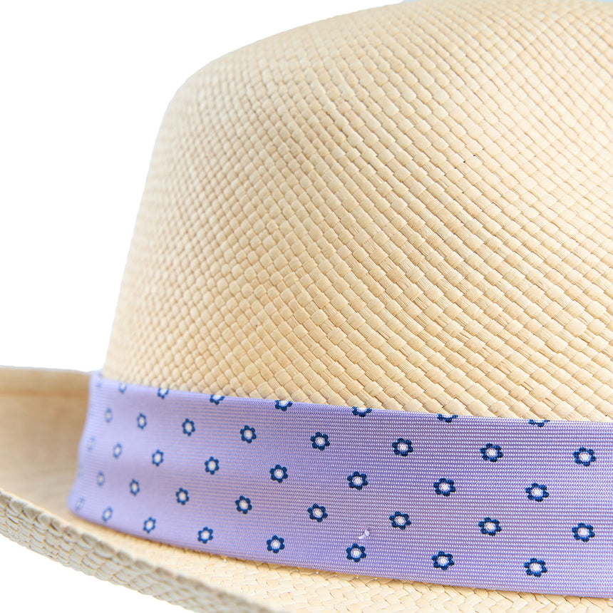 PANAMA FEDERICO MODEL WITH LILAC SILK BAND - 55 cm