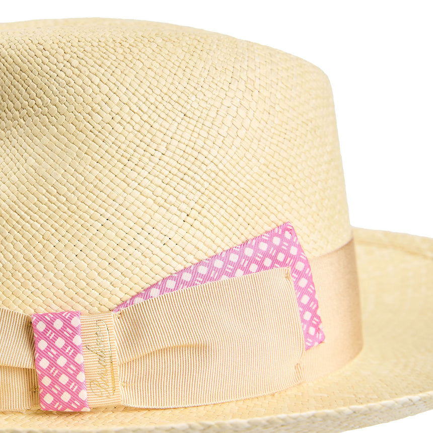 PANAMA AMEDEO MODEL WITH PINK SILK DETAILS - 58 cm