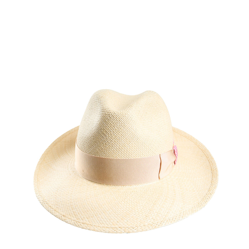 PANAMA AMEDEO MODEL WITH PINK SILK DETAILS - 58 cm