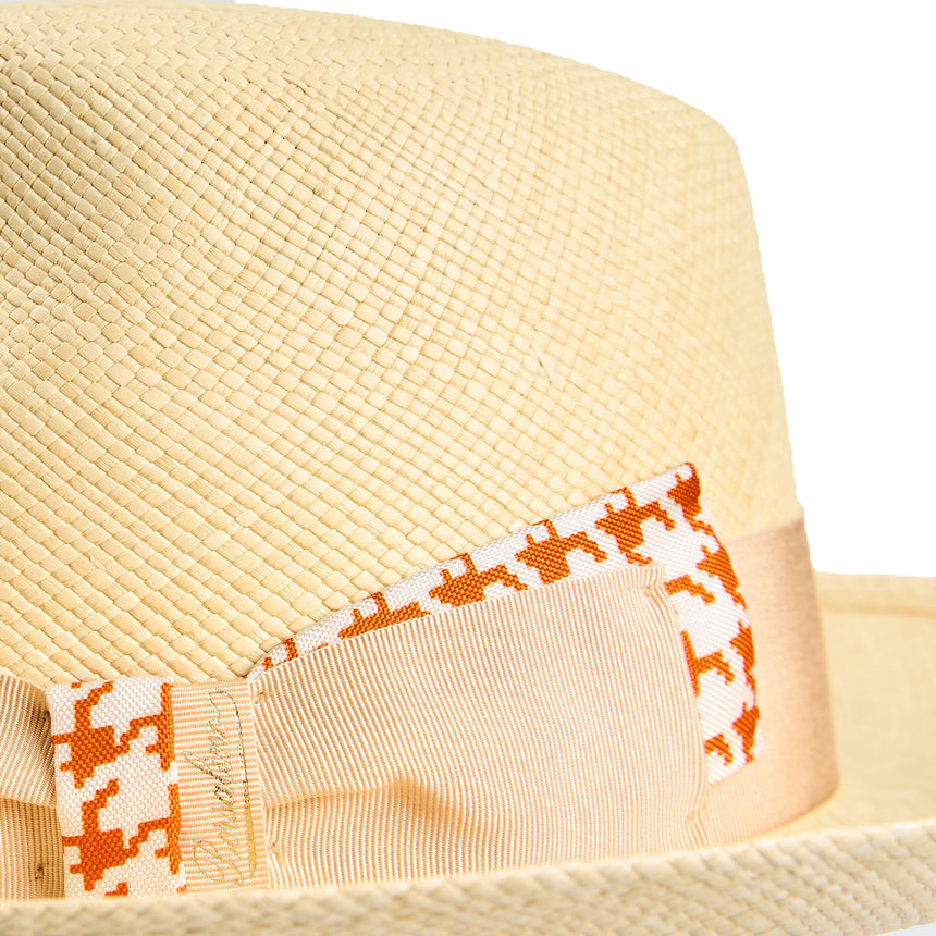 PANAMA MODELLO AMEDEO CON DETTAGLI SETA ARANCIONE, 56 cm