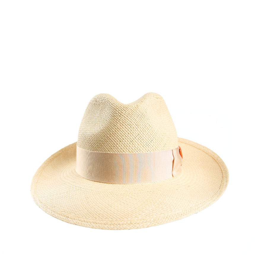 PANAMA MODELLO AMEDEO CON DETTAGLI SETA ARANCIONE, 55 cm